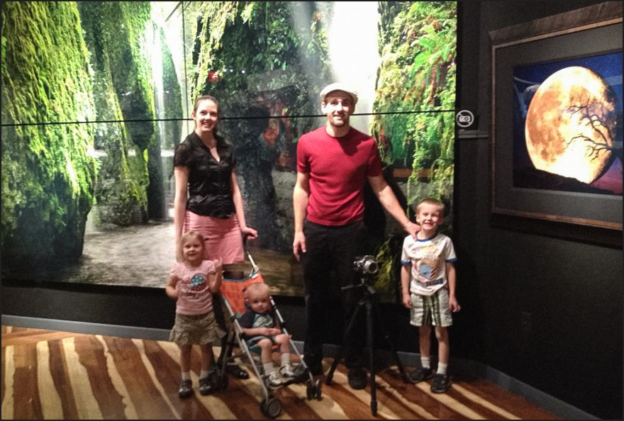 The family in front of a gaint wall print at the Lik gallery. Not a great photo, but I got permission to take a quick one and had another guest grab a snapshot.