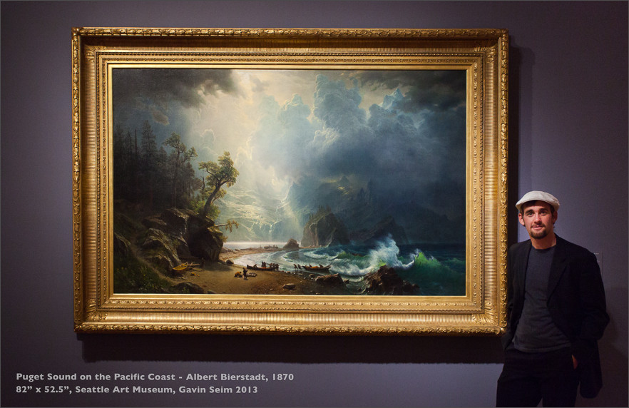     Gavin Seim at Seattle Art Museum - Original of Puget Sound on the Pacific Coast, by Albert Bierstadt in 1870. It measures 82” x 52.5”